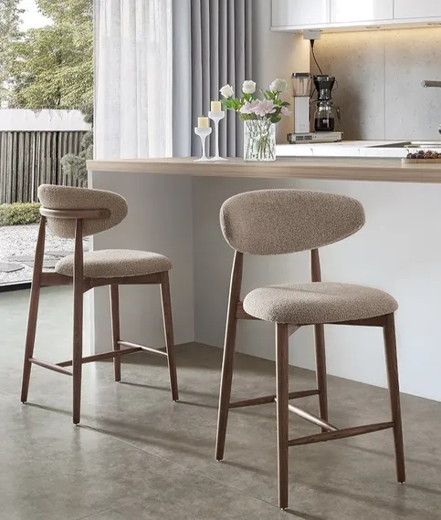 Полубарный стул Holmes, 65 см, бежевый, ножки орех