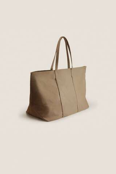 ZARA HOME БОЛЬШАЯ ТКАНЕВАЯ СУМКА-ТОУТ,  ХАКИ