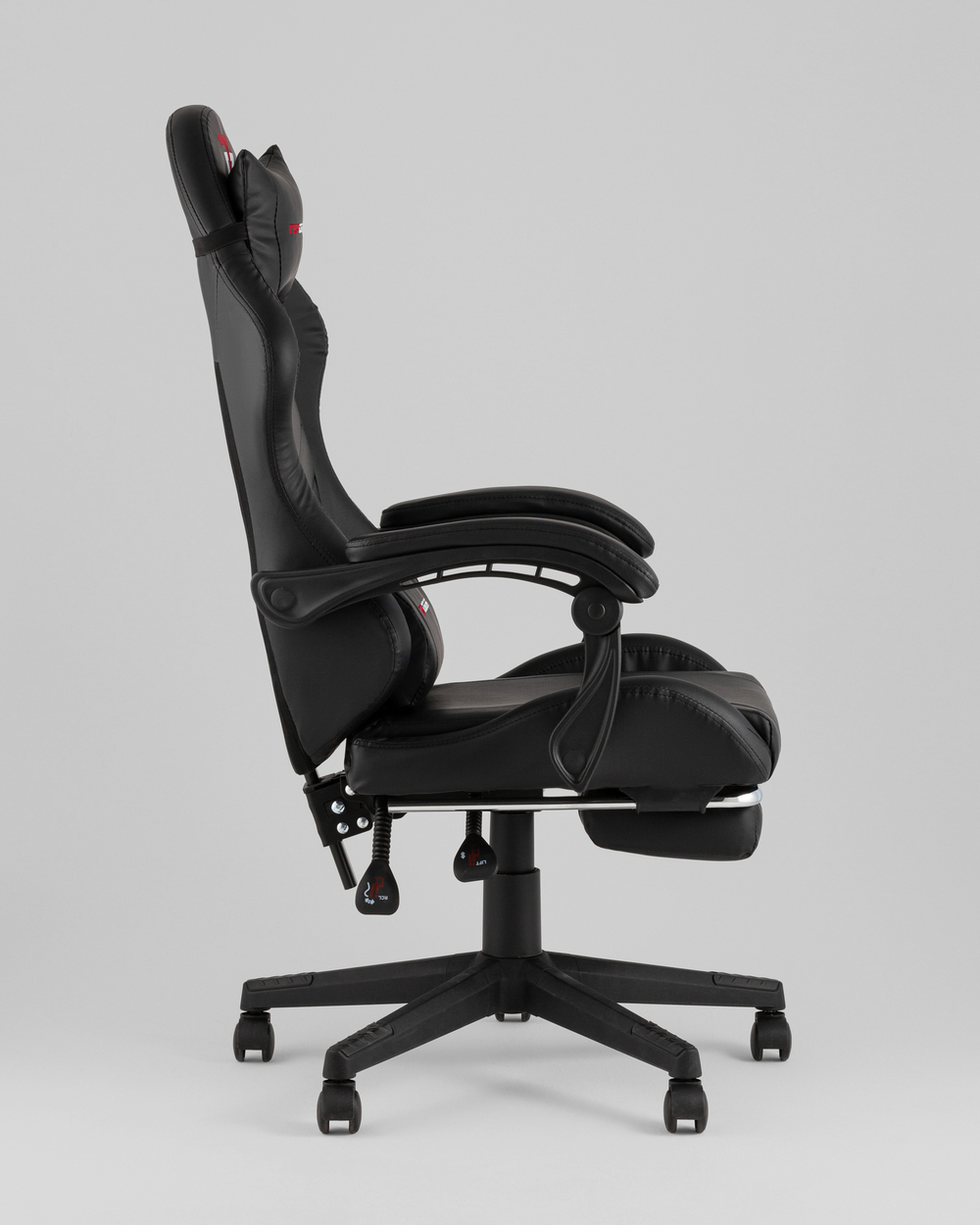 Кресло спортивное TopChairs Prophet с оттоманкой черный