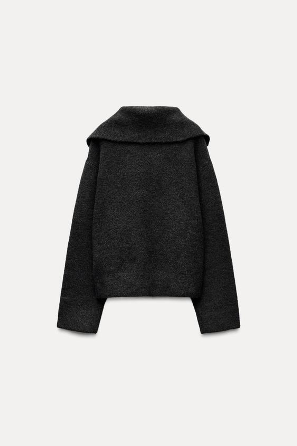 ZARA ОДНОТОННЫЙ СВИТЕР С НАКЛАДНЫМИ КАРМАНАМИ, ТЕМНЫЙ АНТРАЦИТ