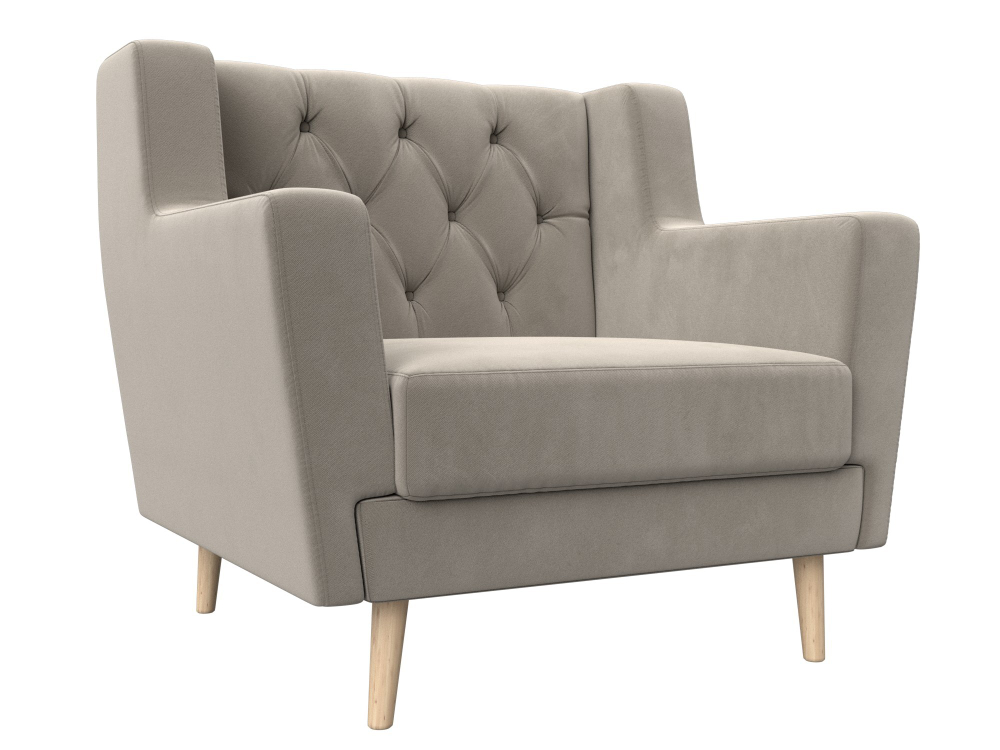 Кресло Брайтон Люкс, Бежевый, Микровельвет, 108897