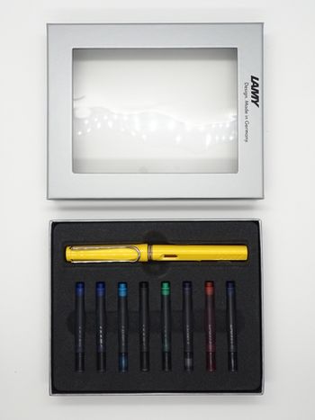 Набор Lamy Safari 019 ручка перо F желтая + картриджи ассорти 8 шт (4000214/K)