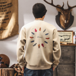 Мужская толстовка американского ретро-стиля, 360 г, весна-осень, новая модная брендовая свободная модель, модная футболка с принтом, мужской стиль