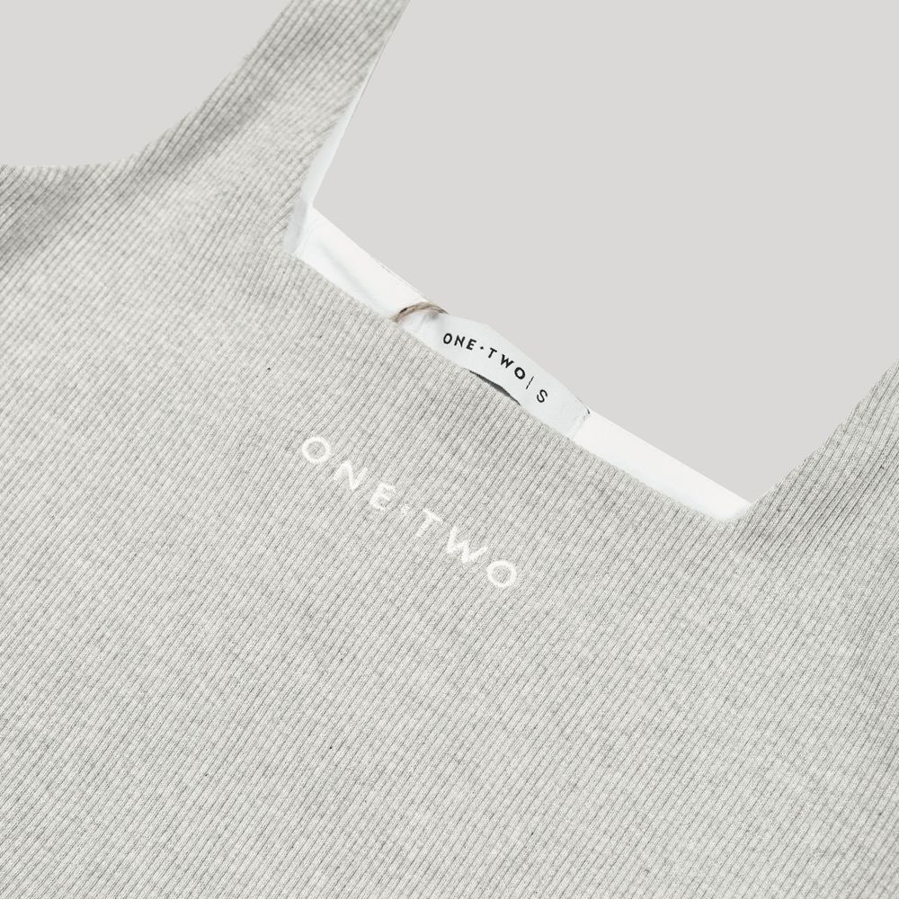 Топ One Two Crop Melange серый