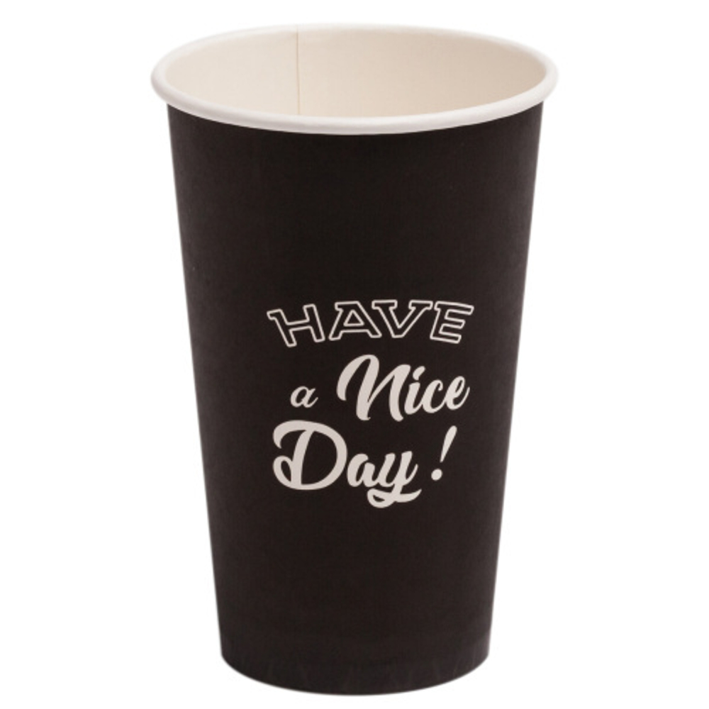 Стакан ГН 250 мл (d-80 мм) бумажный "Nice day" Черный (50/1000 шт.) Пэйпер Кап