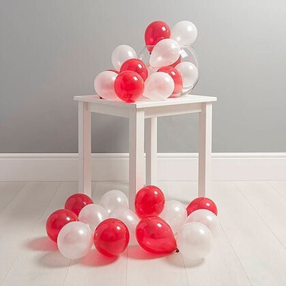 Шарики на пол "White and red set" (30 шаров с воздухом)