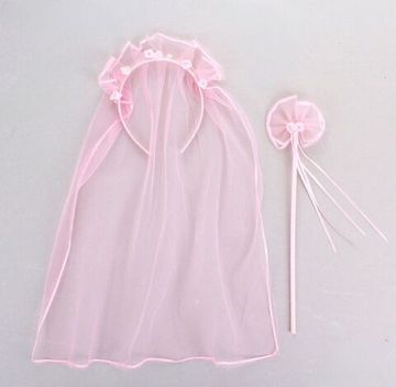 Карнавальный набор 2 предмета: ободок с вуалью, волшебная палочка, цвет розовый