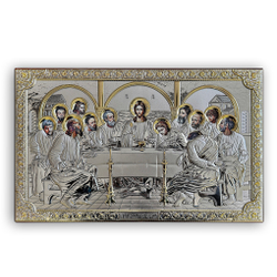 Тайная Вечеря, икона прямоугольная без рамки, лик открытый, красное дерево, эмаль 215х340