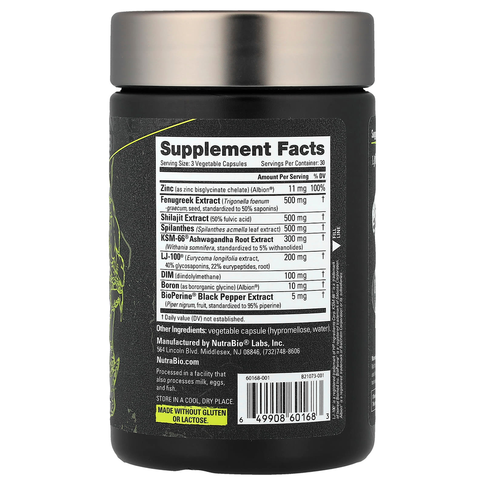 NutraBio, Test, Testosterone Booster, 90 капсул