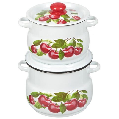 Набор эмалированной посуды 4 пр, кастрюли 4,5.5 л, Сиб товары, Вишневый сад 10, N10B55