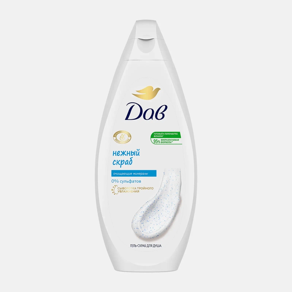 Гель-скраб для душа Дав Нежное обновление 250мл