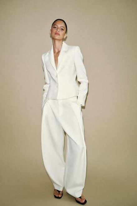 ZARA ОБЪЕМНЫЕ БРЮКИ С ЗАЩИПАМИ, ЭКРЮ