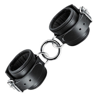 Черные широкие кожаные наручники Bior Toys Notabu Real Leather NTB-80707