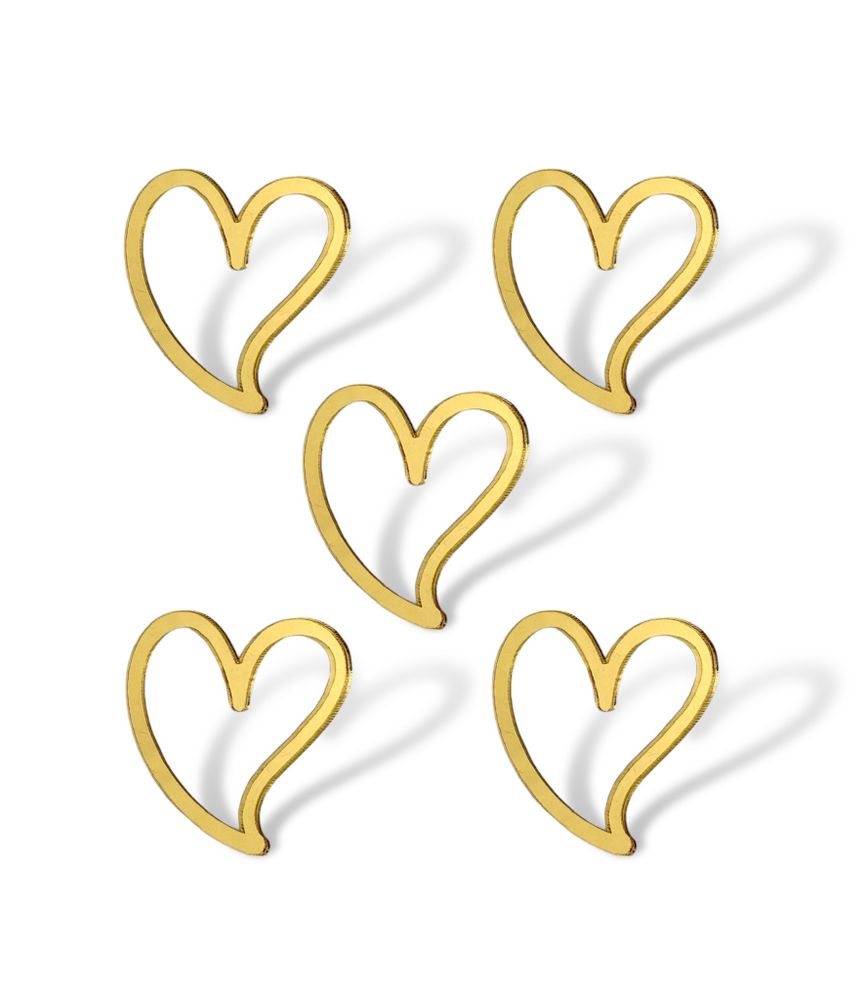 Топпер Бирка Сердце сквозное №3 акрил (5шт в упак) золото