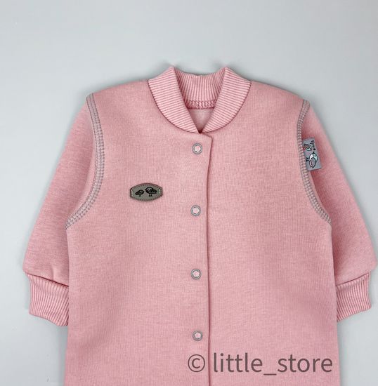 Комбинезон из футера с начесом "Смайлики" Пудра