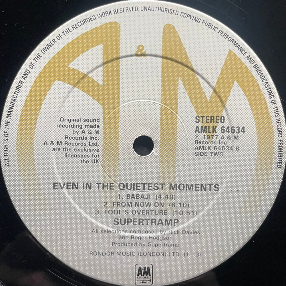 Supertramp - Even In The Quietest Moments (Англия 1977г.)