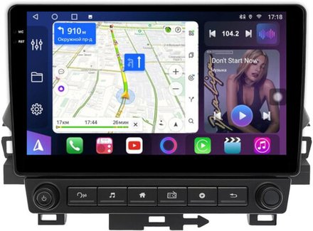 Магнитола для Mitsubishi Eclipse Cross (ШГУ-планшет, рамка с крутилками) - FarCar 7763F3 монитор 9.5" QLED на Android 14, TS18, CarPlay, 4G SIM-слот