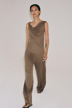 ZARA БРЮКИ ПРЯМОГО КРОЯ В СТИЛЕ РУСТИК, КОРИЧНЕВЫЙ