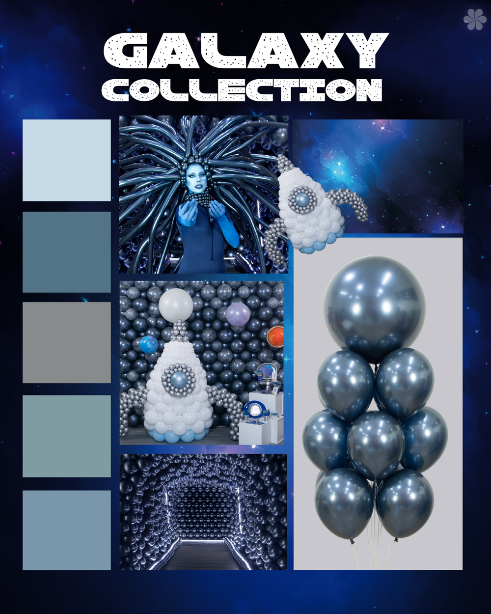 Шар 12" хром галактический синий, (Зеркальные шары) / Reflex Galaxy blue 944 Sp