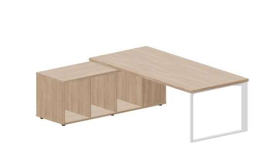 Стол Fortum на опорной сервисной тумбе (левый) 220(+0/15/30)х180х74см