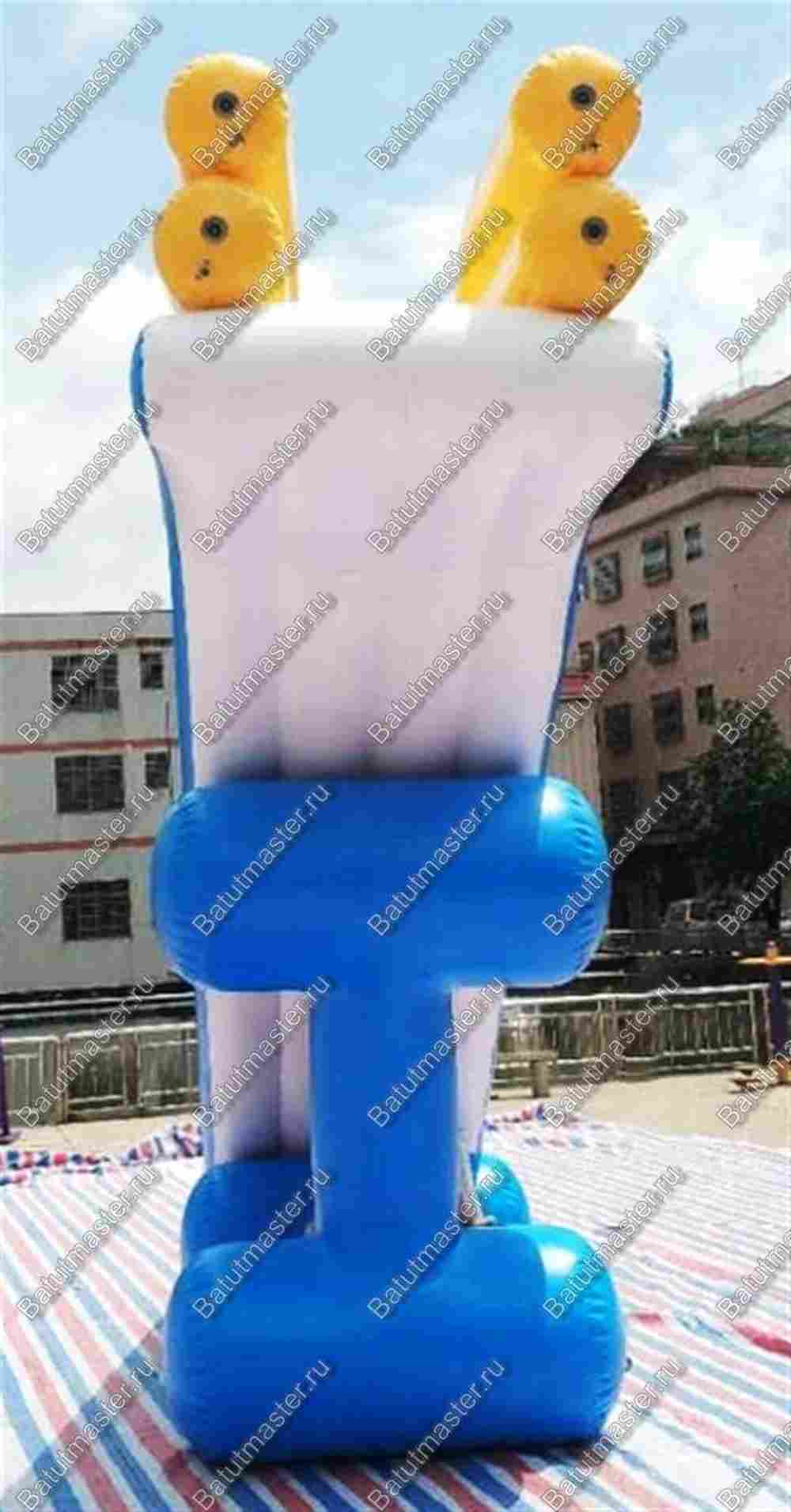 Надувная прямая водная горка для вышки (опоры) «Солнечный залив», 12*2*8 м