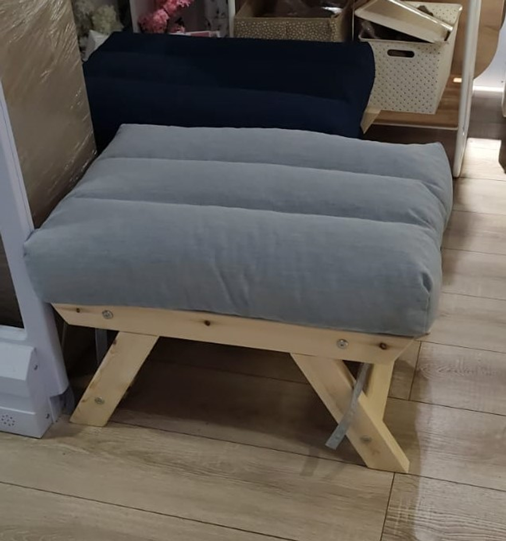 Пуф ЕВРОПА тк. Тиса светло-серый