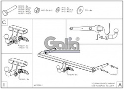 Фаркоп оцинкованный Galia V073C для Volkswagen Golf VII универсал 2WD/4WD 2013-(паспорт и сертификат в комплекте)(без электрики)