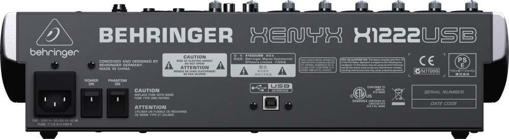 Behringer X1222USB -микшер,4моно,4стер.,6 мик.предусил,2 AUX-шины,процессор эффектов, USB,эквалайзер.