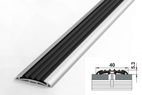 Порог ПС-08-1ч 40х900 Алюм (черная вставка)