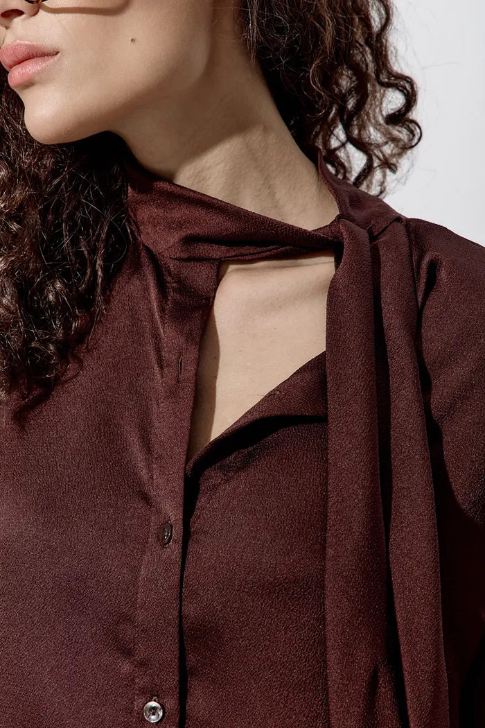 Блуза из шифона шоколадного цвета