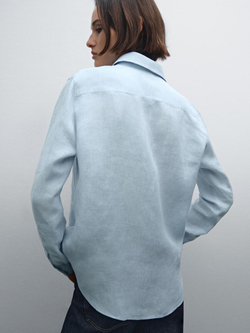 Massimo Dutti Рубашка из струящегося 100% льна, небесно-голубой