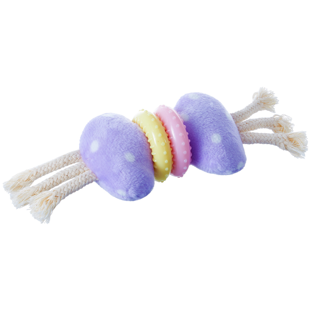 ZOOONE Игрушка плюшевая для собак "Кость с кольцами TRP, с веревками", 14,5 см