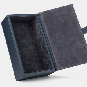 Кофр для хранения Grand из натуральной кожи теленка, синего цвета