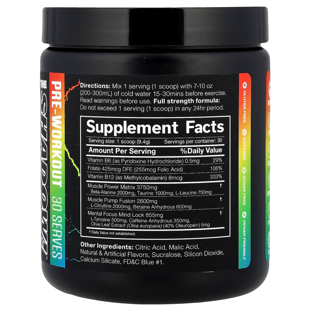 JNX Sports, The Shadow! ®, предтренировочная добавка, кислая конфета, 282 г (9,9 унции)