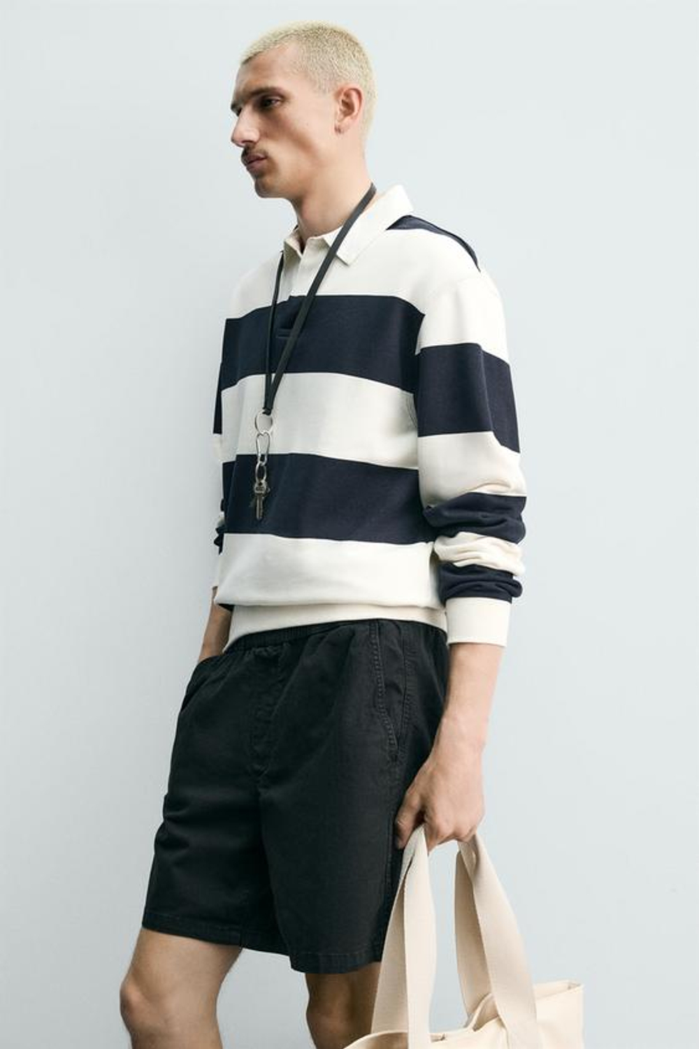 ZARA ШОРТЫ ИЗ ТВИЛА RELAXED FIT, ЧЕРНЫЙ