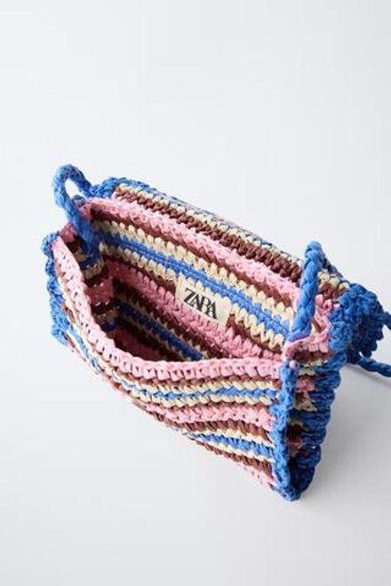 ZARA СУМКА ИЗ РАФИИ, СИНИЙ