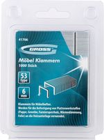 41706 Скобы, 6 мм, для мебельного степлера, усиленные, тип 53, 1000 шт. Gross