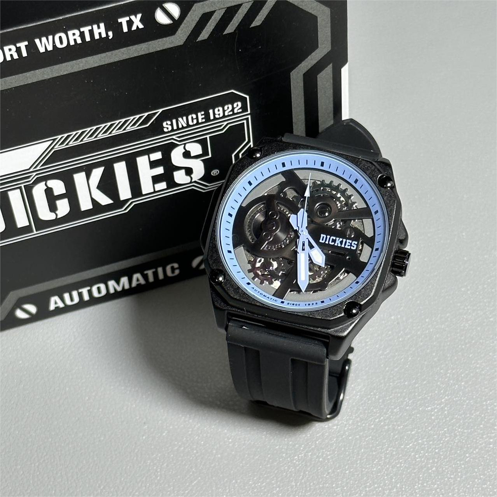 Dickies Wrist Watch Mechanical Movement Silicone Strap Black Dial Unisex