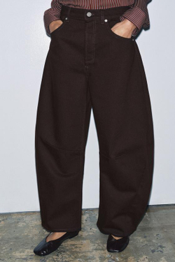 ZARA ДЖИНСЫ BALLOON СО СРЕДНЕЙ ПОСАДКОЙ — ZW COLLECTION, КОРИЧНЕВЫЙ