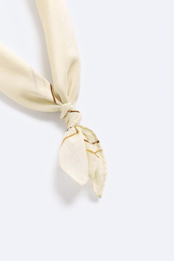 ZARA ХЛОПКОВЫЙ ТРИКОТАЖНЫЙ ШАРФ, ЭКРЮ