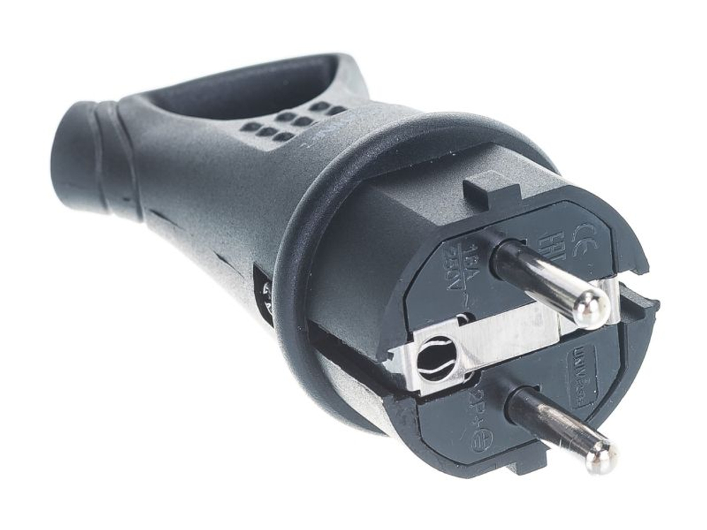 Вилка каучук угловая с ушком с/з 16А 250В IP44