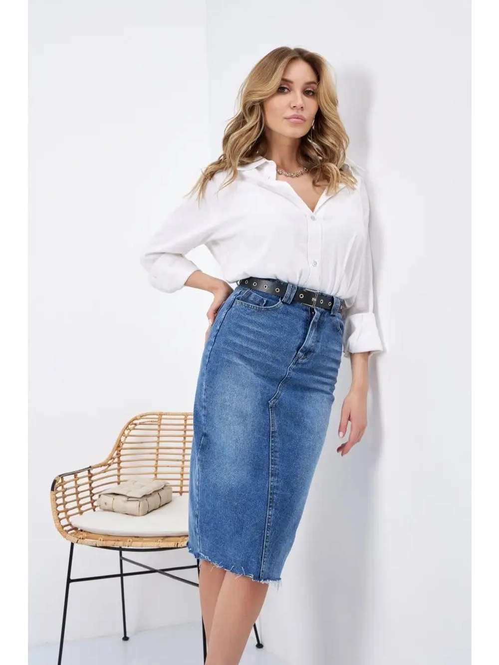 ♡︎ Юбка джинсовая длинная с разрезом ♡︎