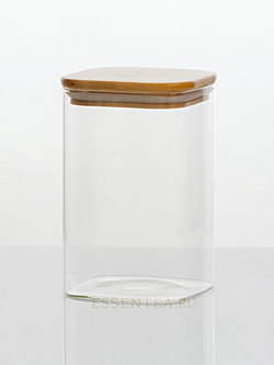 Банка стеклянная "Бриндл" с бамбуковой крышкой 800 мл