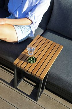 Amal, стол антрацит/натуральный, алюминий/тик