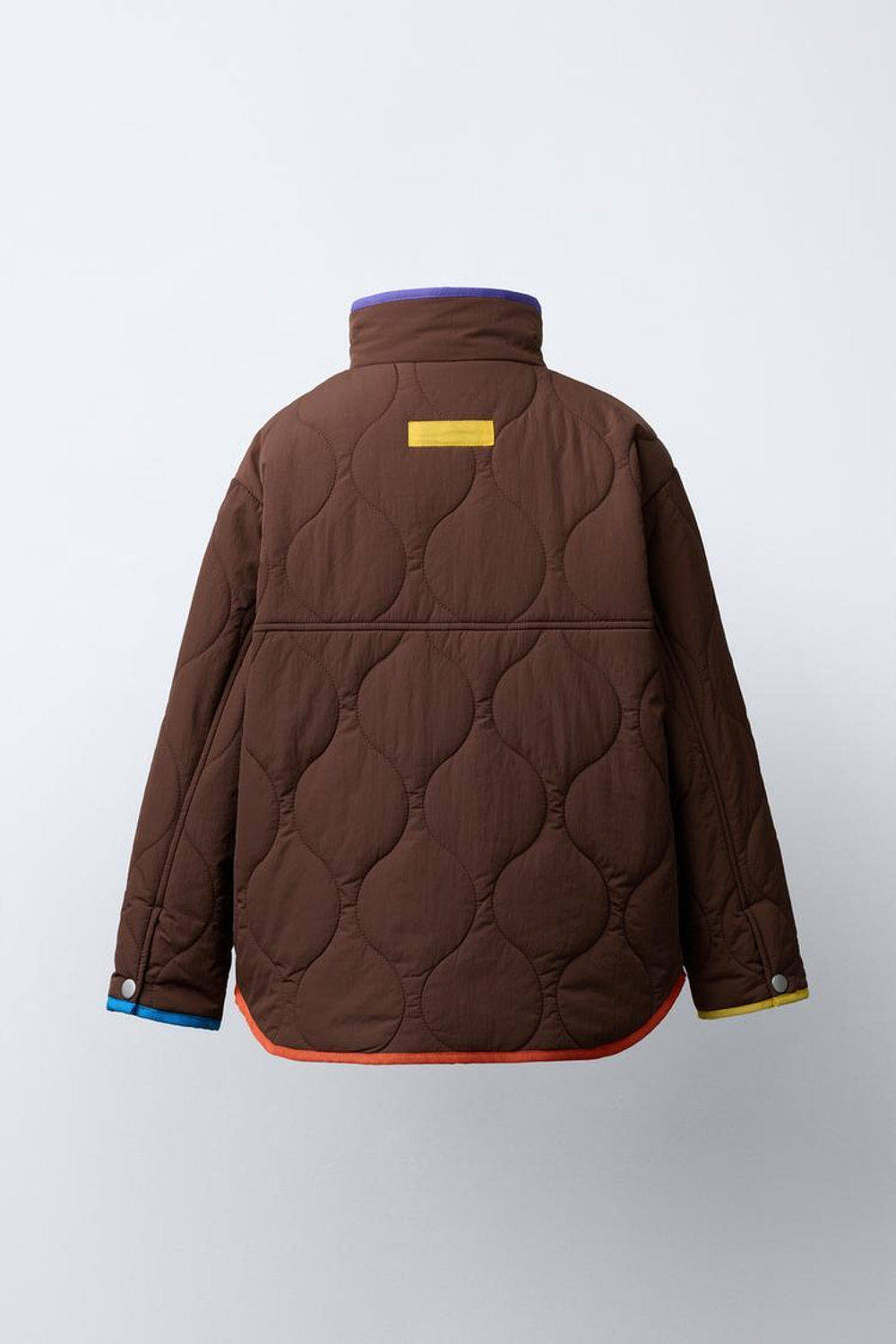 ZARA КУРТКА С КОНТРАСТНЫМИ ДЕТАЛЯМИ, КОРИЧНЕВЫЙ
