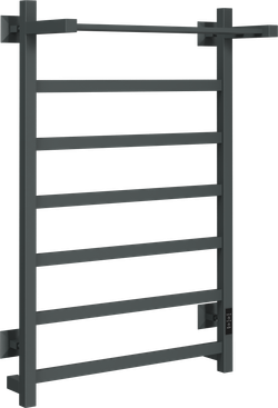 Полотенцесушитель электрический EWRIKA Пенелопа КВ7 80x55 см, подключение справа, слева, скрытое подключение справа, графит, лесенка, из стали, с полкой