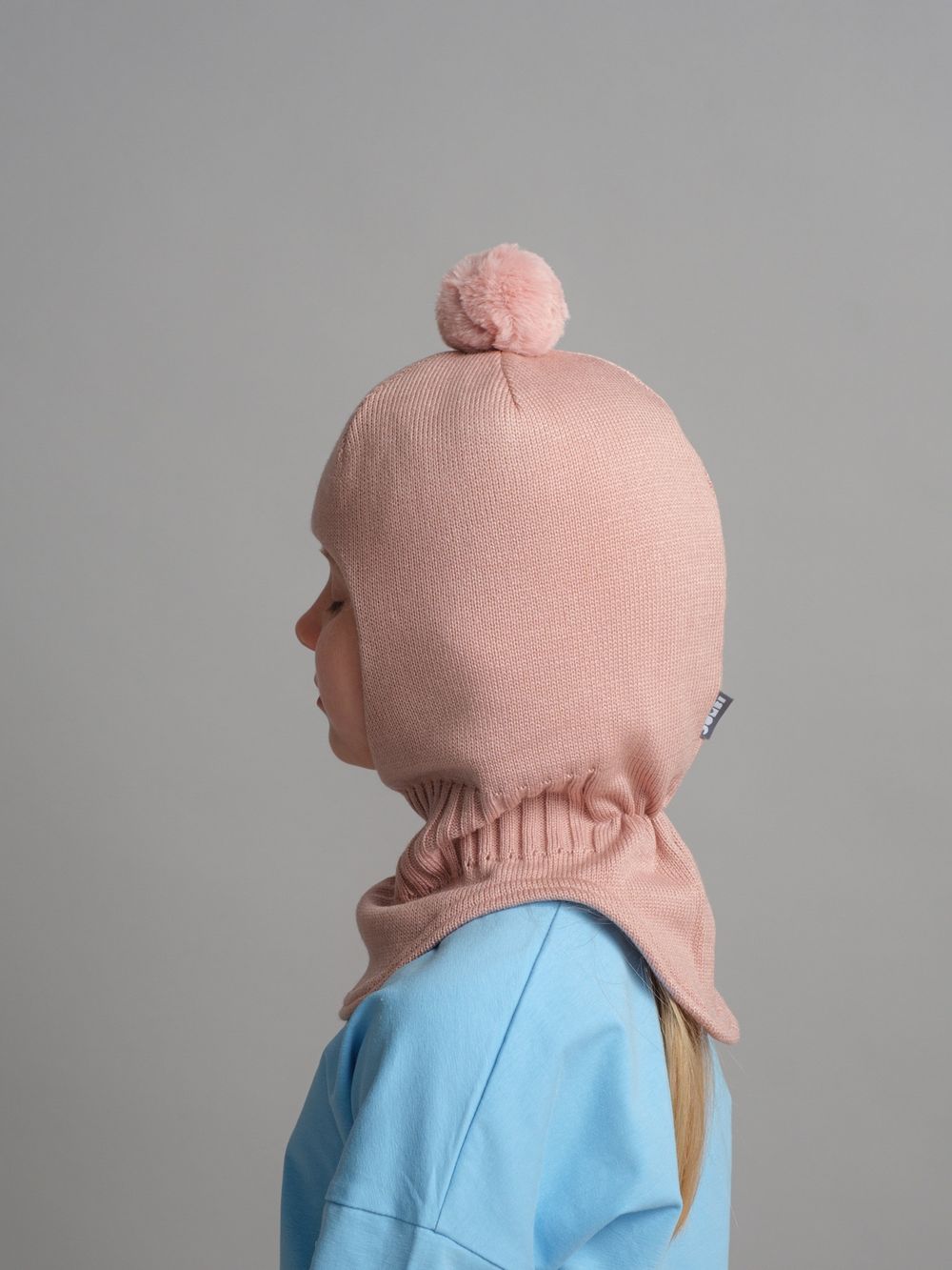 Шлем зимний вязаный (Пыльная роза) ЧИП