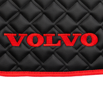Ковры VOLVO FM до 2008 года (экокожа, черный, красный кант, красная вышивка)