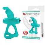 Эрекционное виброкольцо кролик Pretty Love бирюзовый