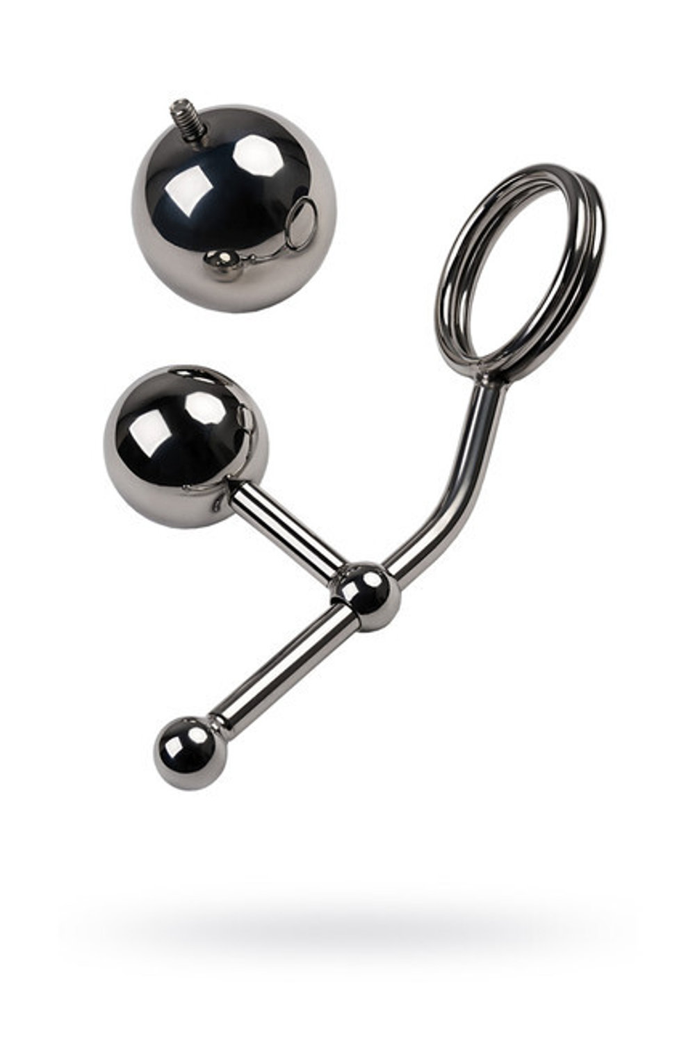 Бондажные стринги (анально-вагинальные) со сменными шарами (Цвет: Серебристый)